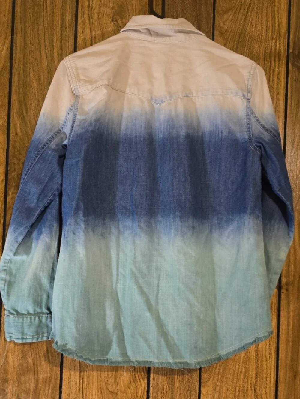Free People Ombre Blue to Cream Button-Down Shirt